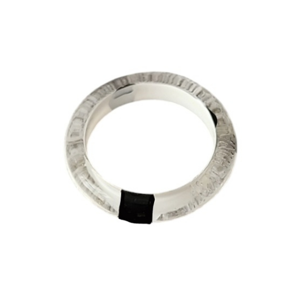 White & black plastic fashion ring